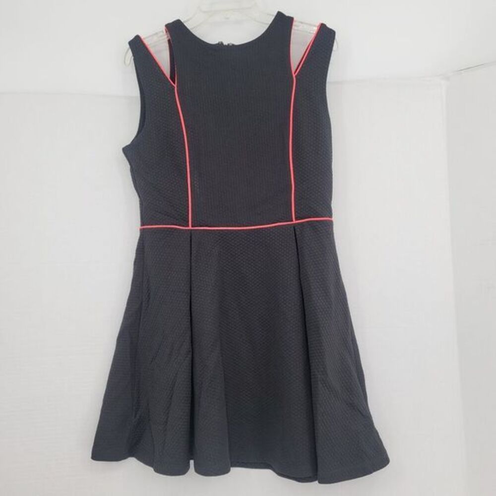 Women's Black Pink Kardashian kollection Pleat Cutout Fit flare 50's Large Dress